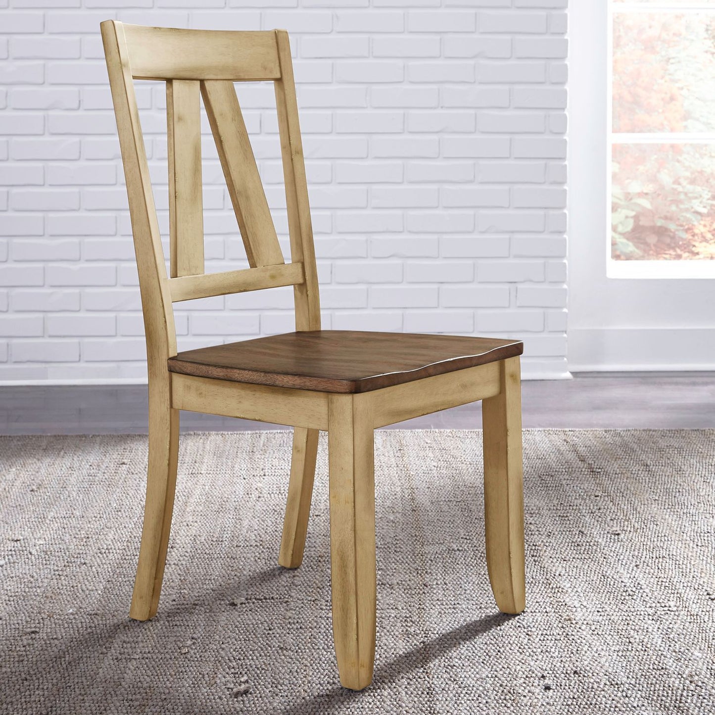 Lindsey Farm - Splat Back Side Chair - Natural & Brown
