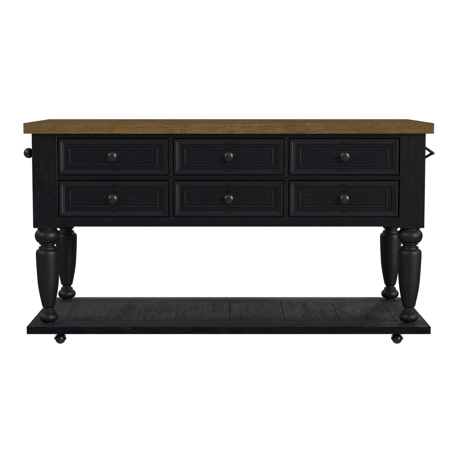 Heritage & Home - Kitchen Island With Casters - Oak Brown And Black