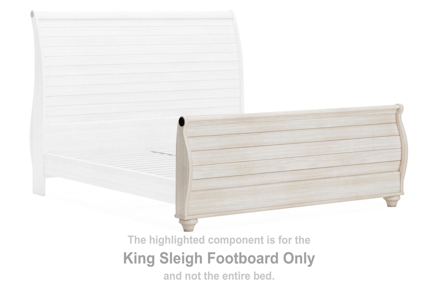Willowton - King Sleigh Footboard with Faux Plank Design - Whitewash