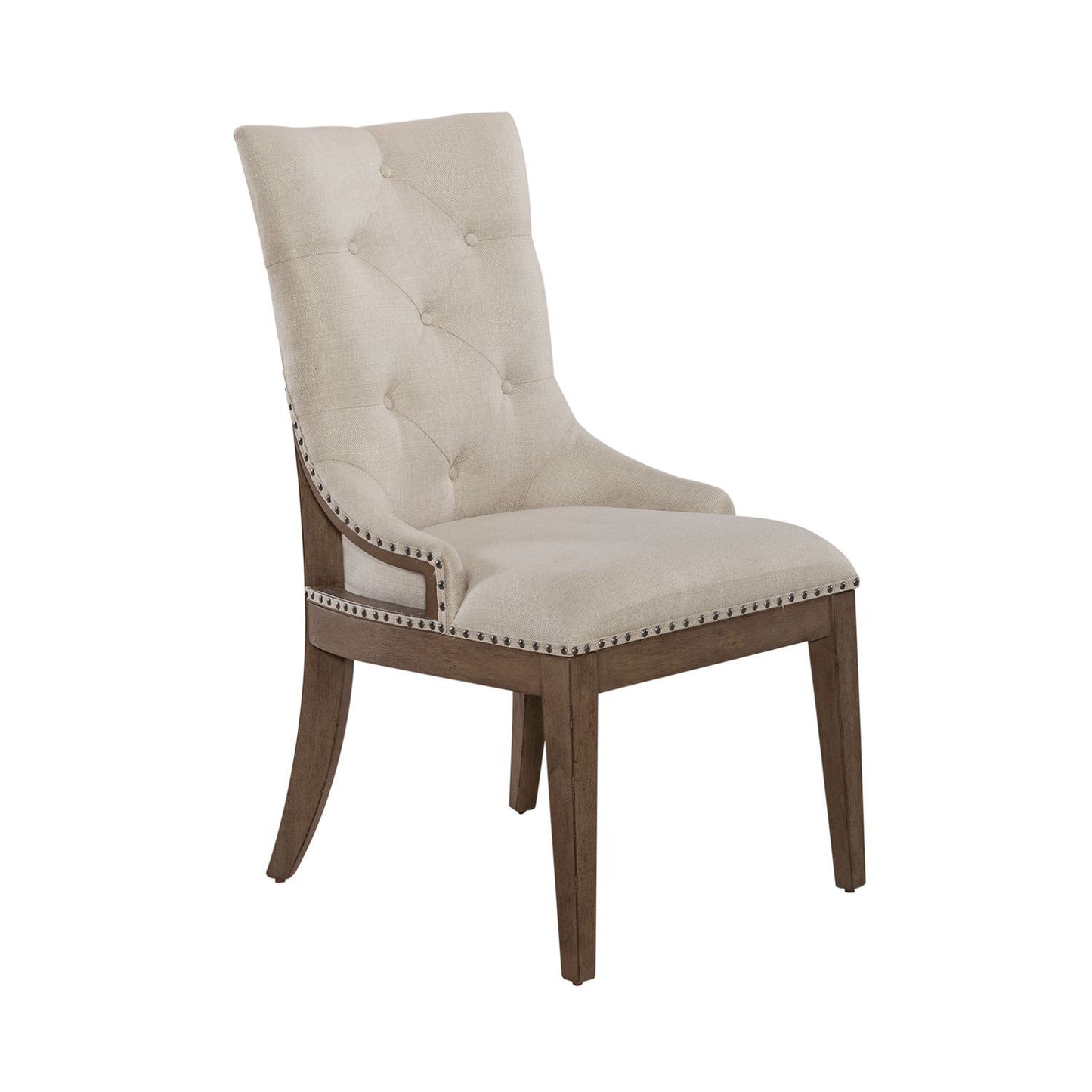 Americana Farmhouse - 5 Piece Pedestal Table Set (Upholstered Shelter Side Chairs) - Dusty Taupe