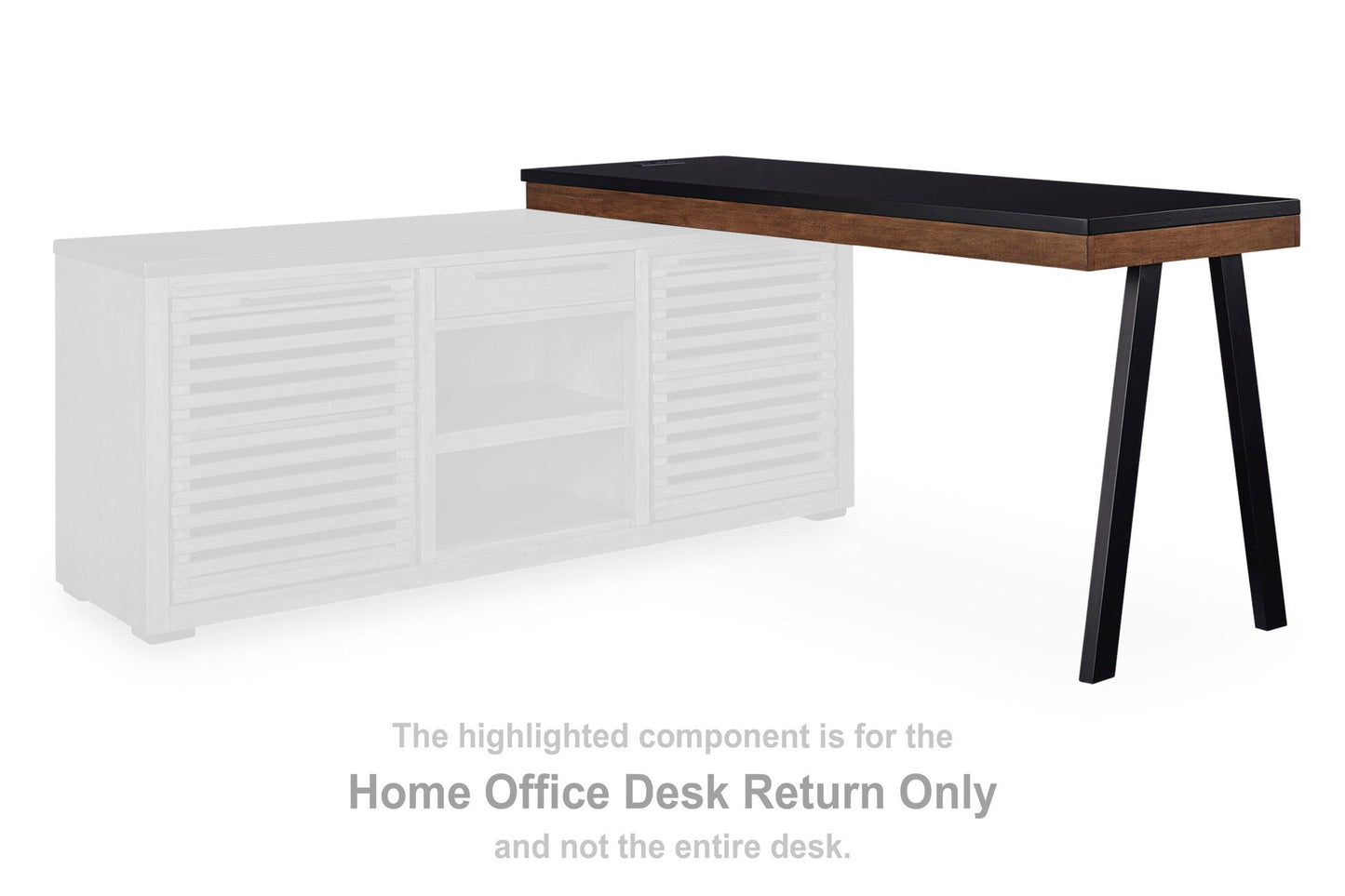 Kallari - Home Office Desk Return - Warm Brown / Black