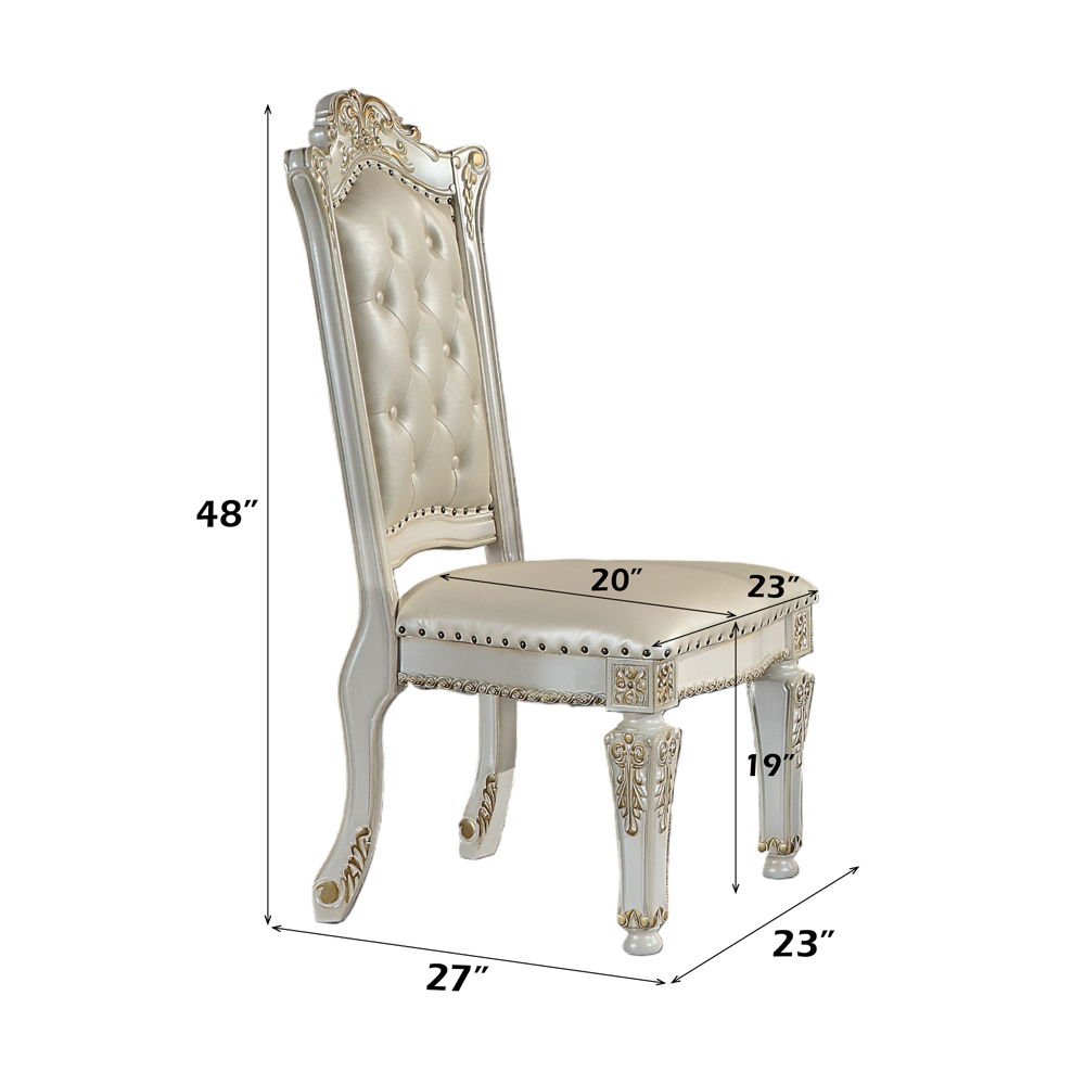 Vendome - Synthetic Leather Side Chair (Set of 2) - Antique Pearl