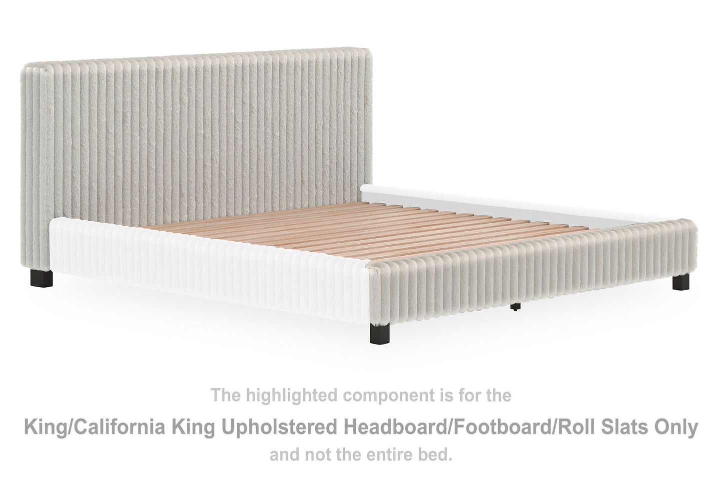 Zuraleus - King / California King Upholstered Headboard / Footboard / Roll Slats - Gray
