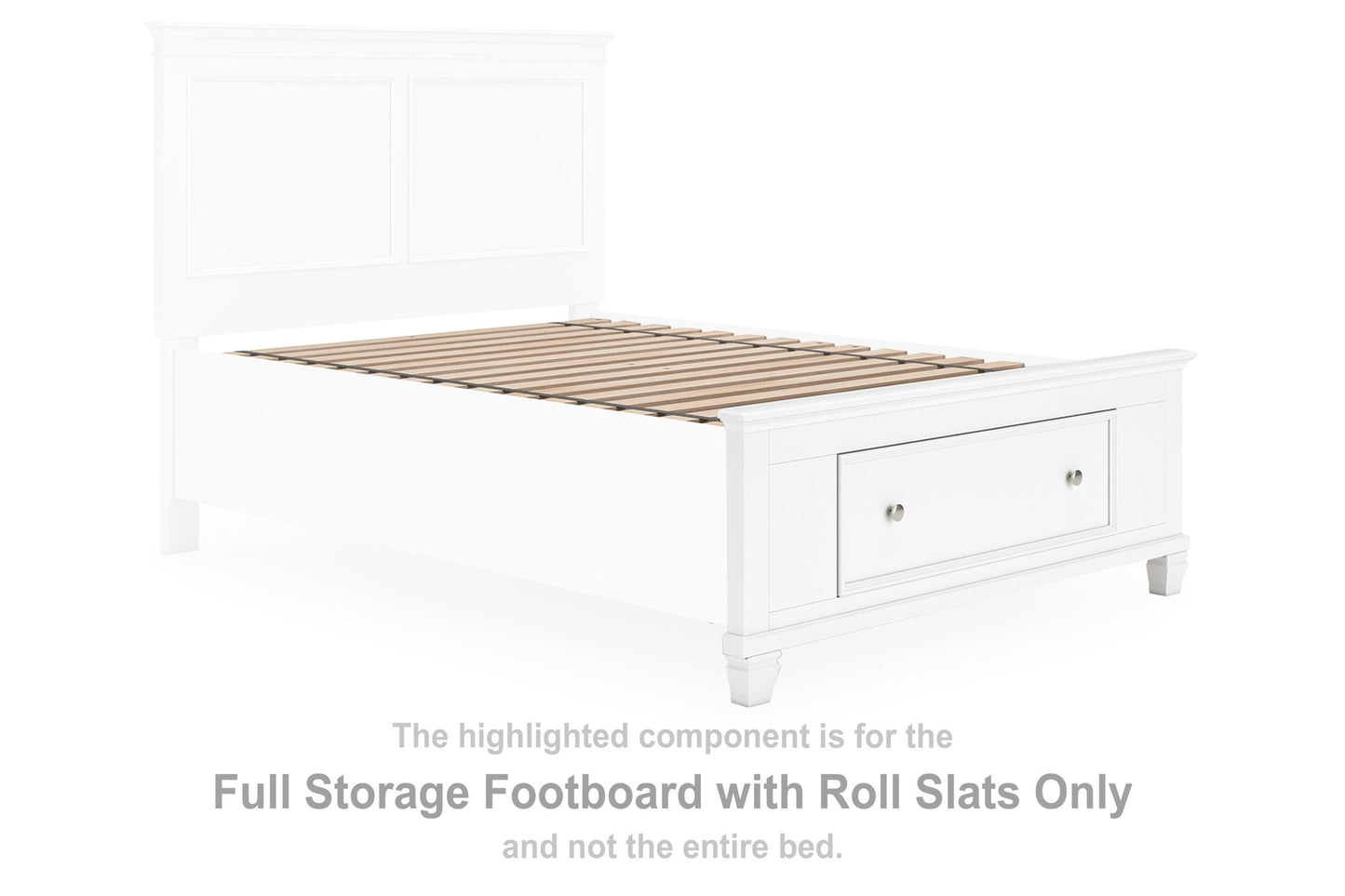 Fortman - Full Storage Footboard With Roll Slats - White