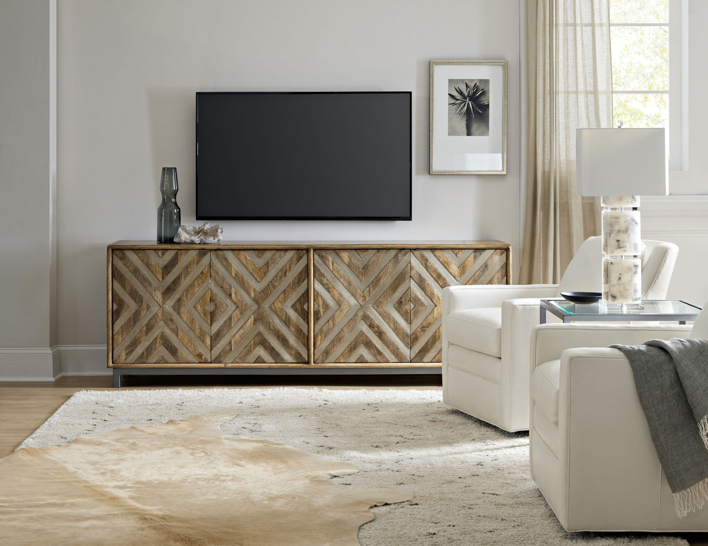 Home Accent - 4-Door Entertainment Console - Light Brown