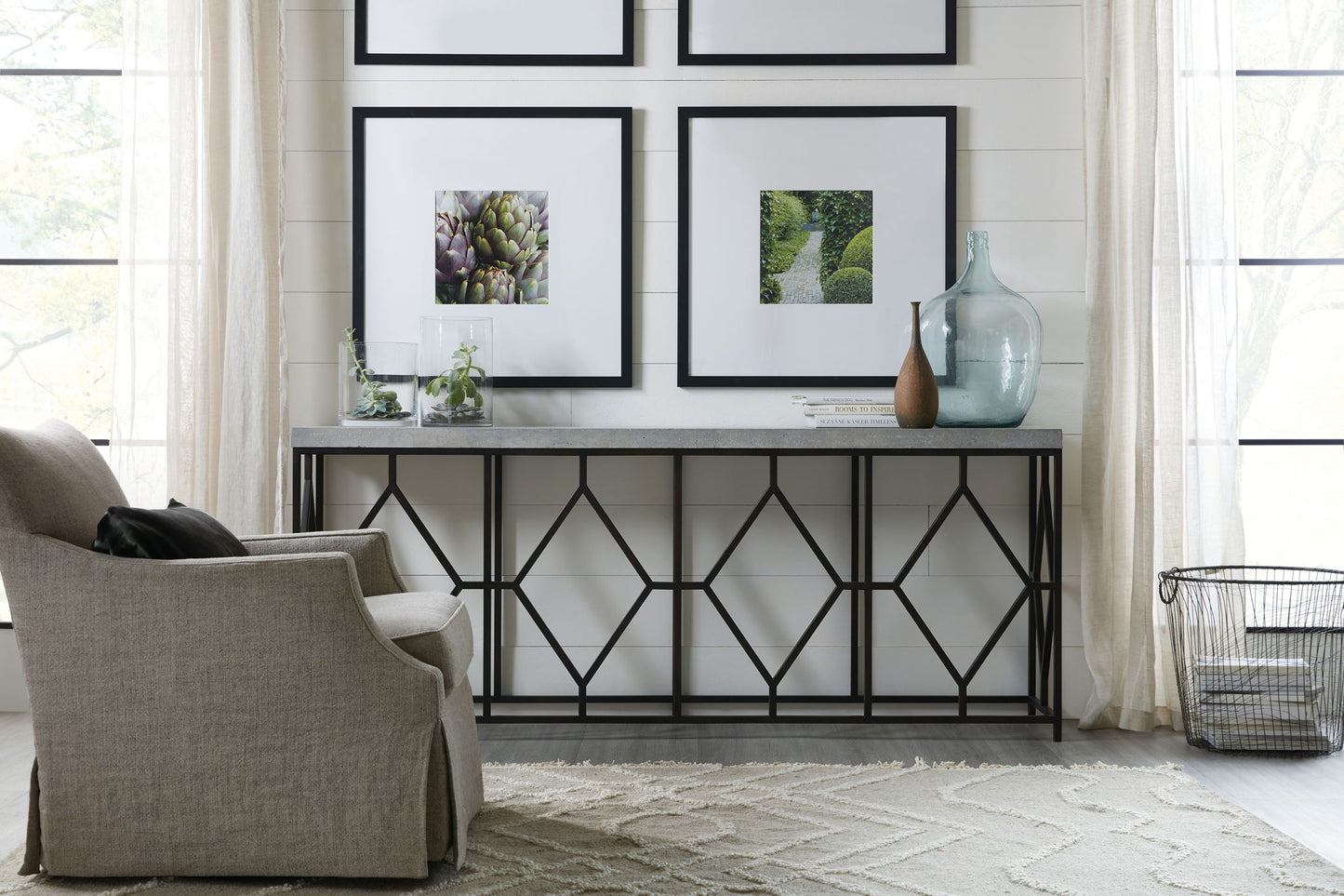 Ciao Bella - Metal And Concrete Console Table - Dark Gray / Black