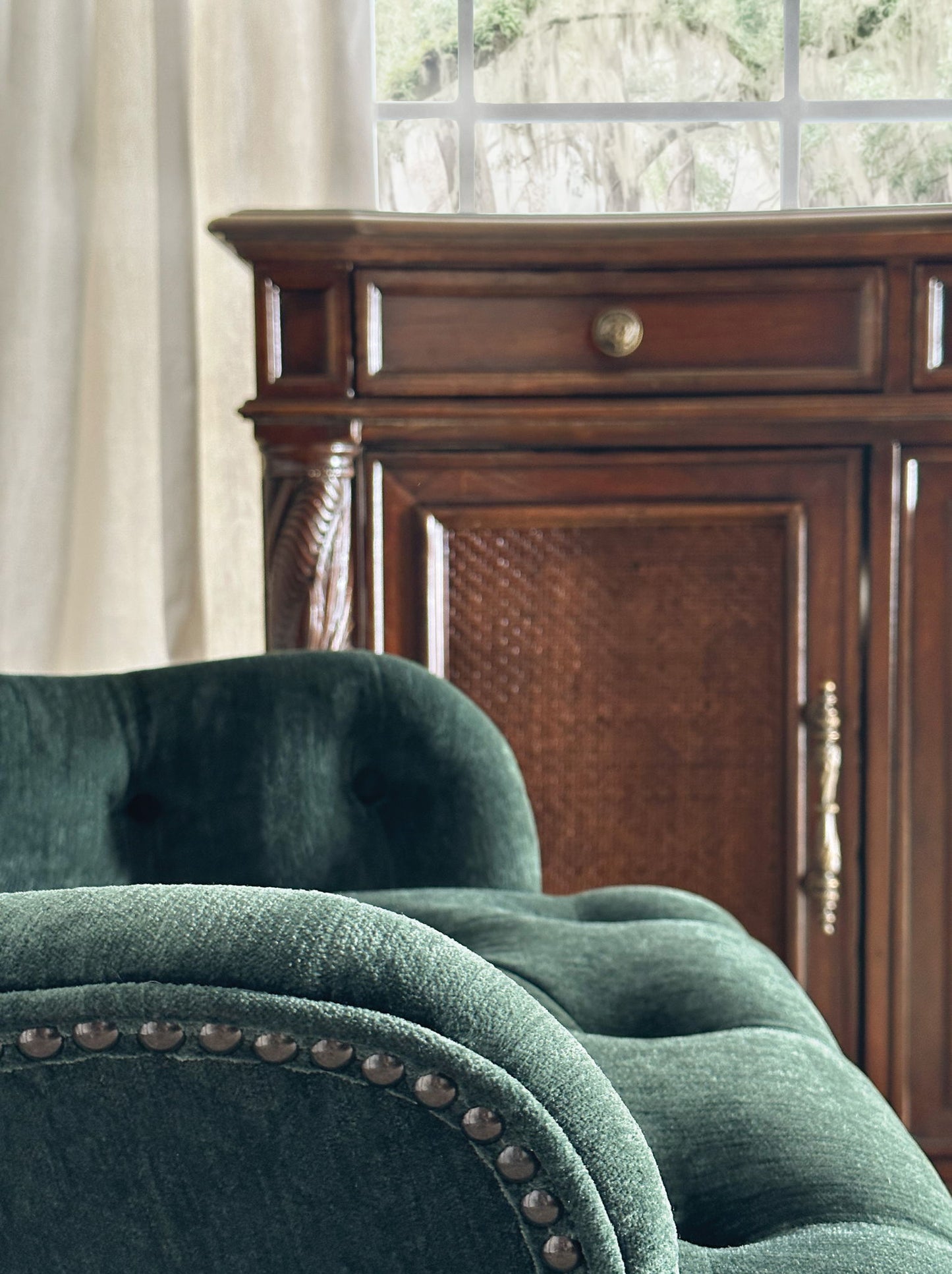 Charleston - Host Chair (Set of 2) - Green / Dark Brown