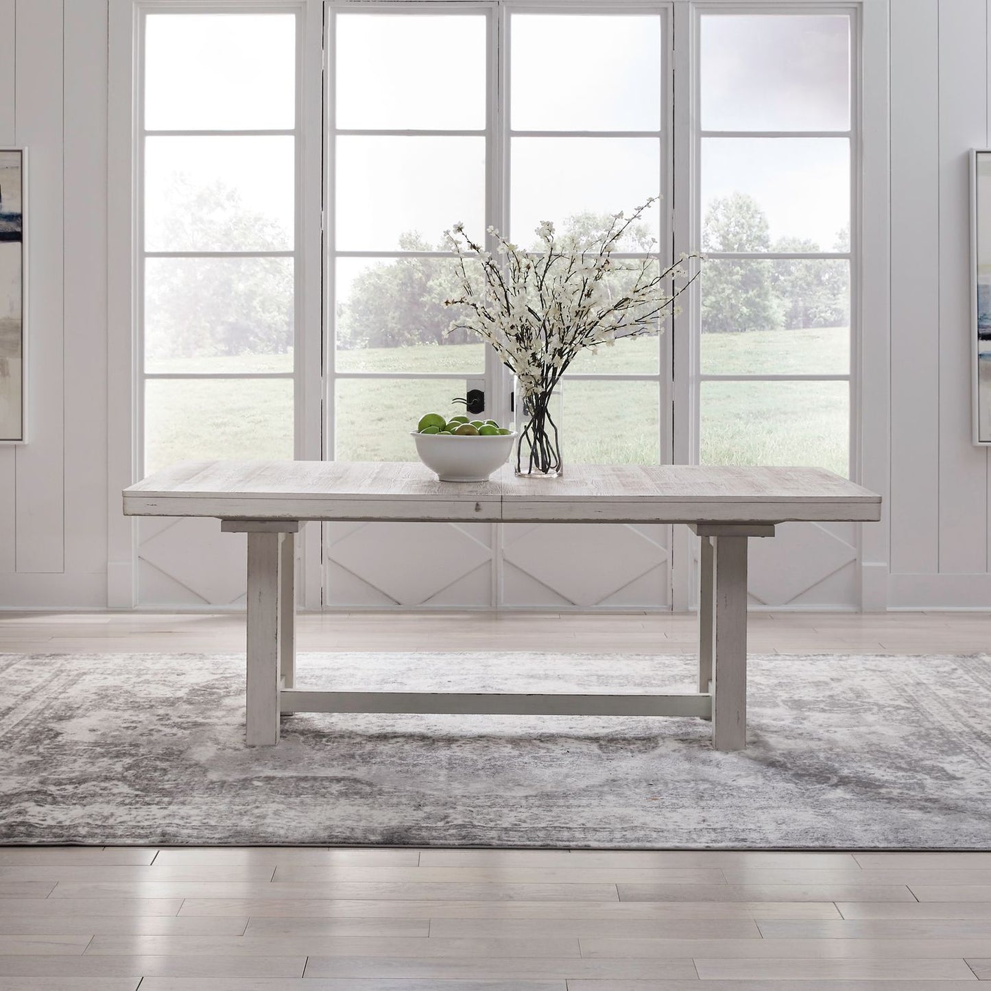 Backroads - Trestle Table - Weathered White & Parchment