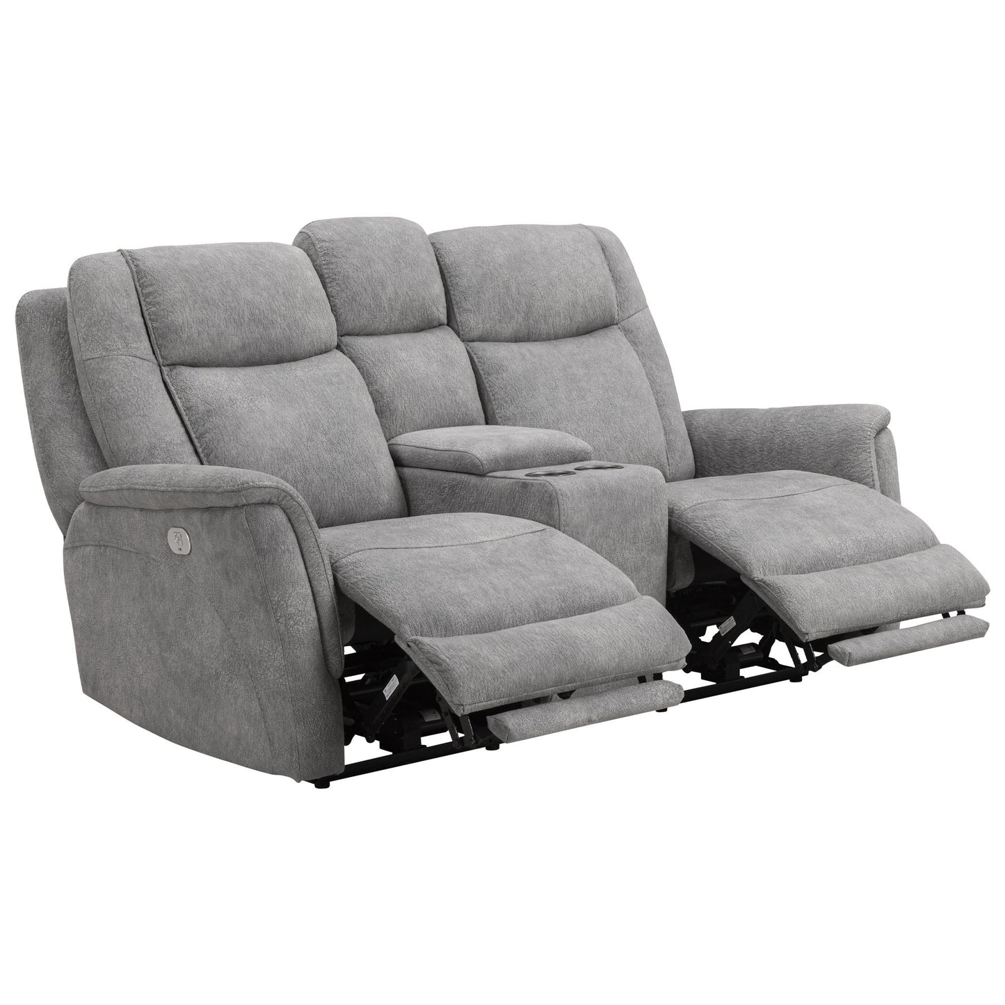 Linus - Zero Gravity Power Reclining Console Loveseat - Hudson Gray