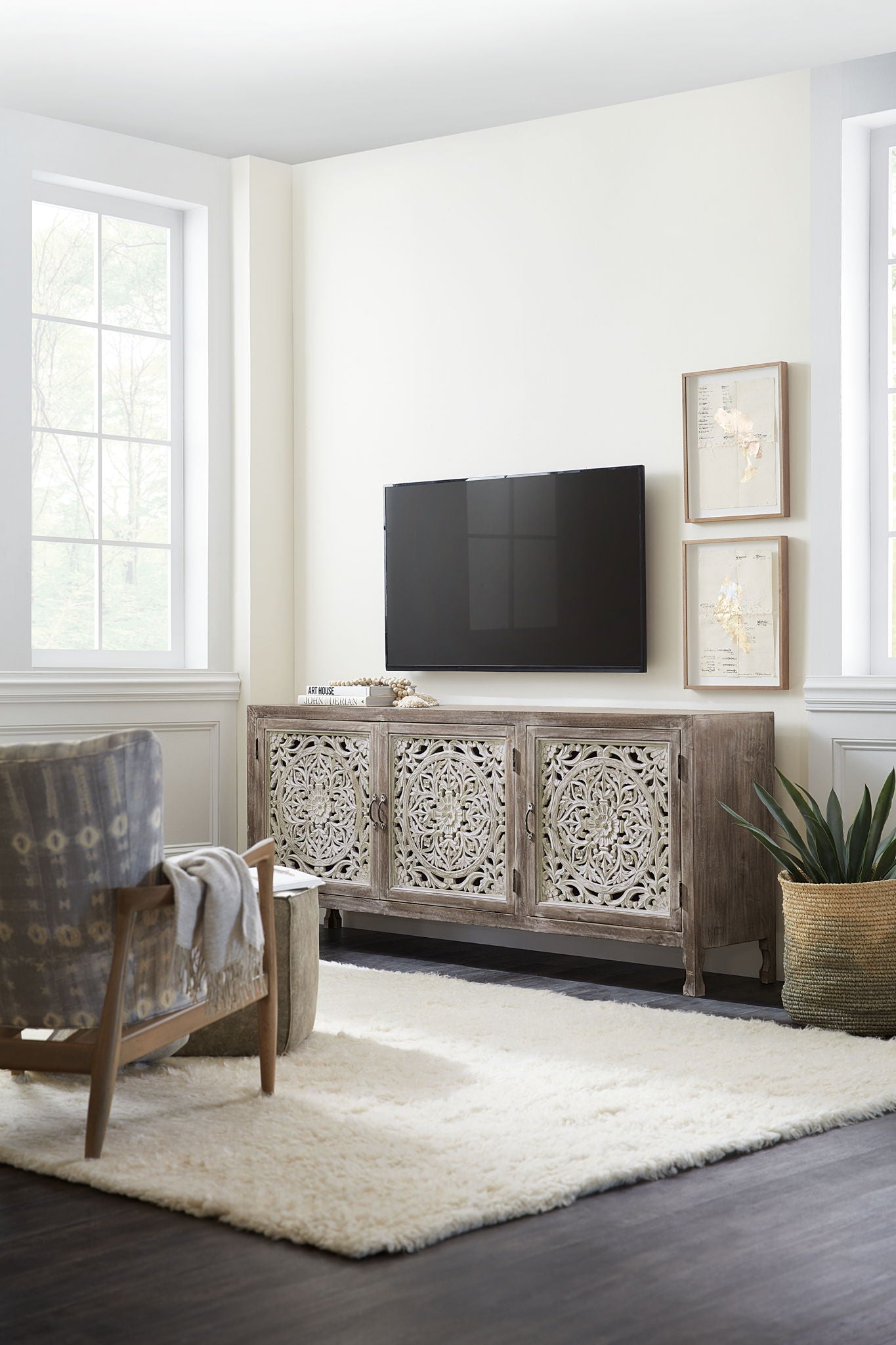 Home Accent - 80" Entertainment Console - Light Brown