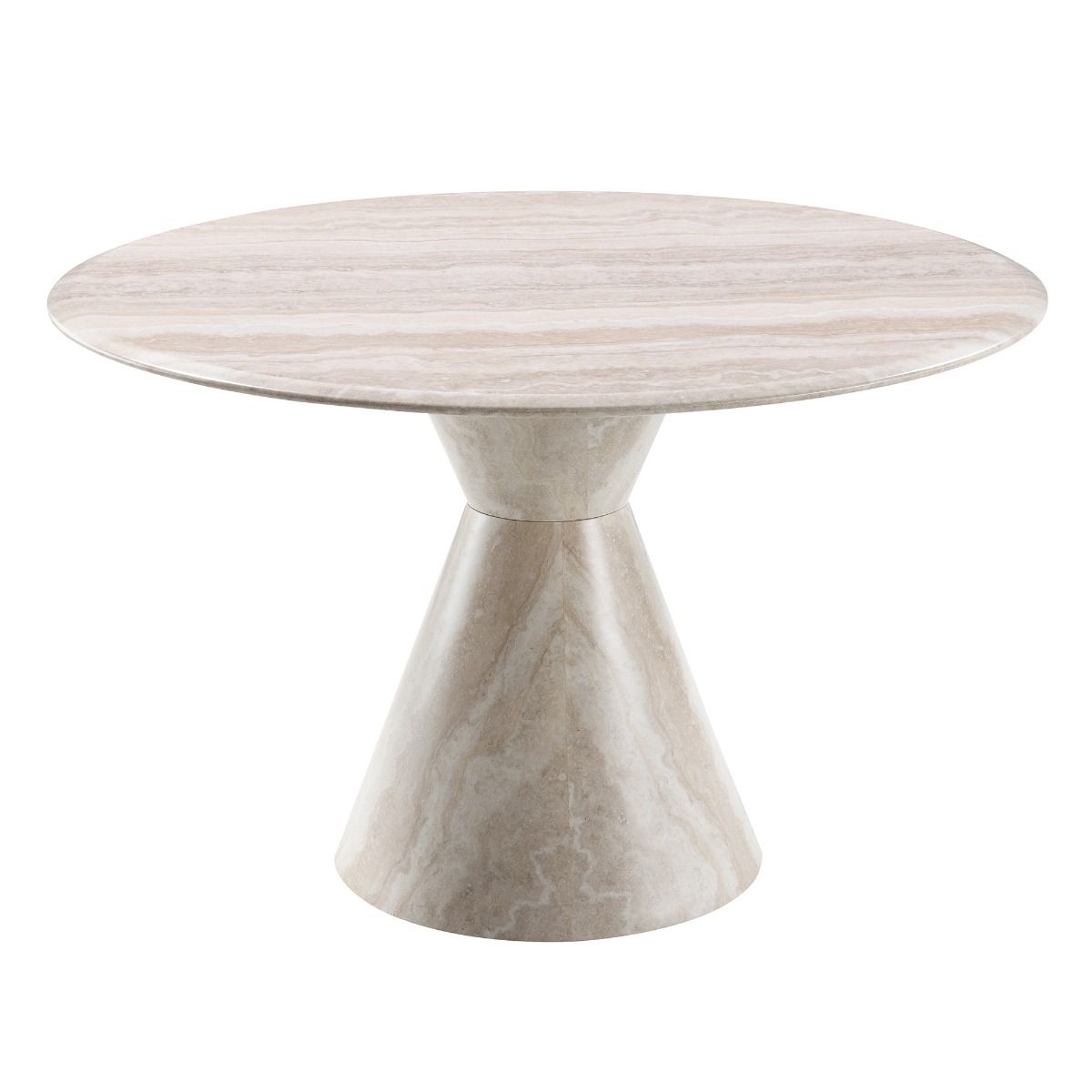 Ogin - Round Dining Table - Marble Print & Natural