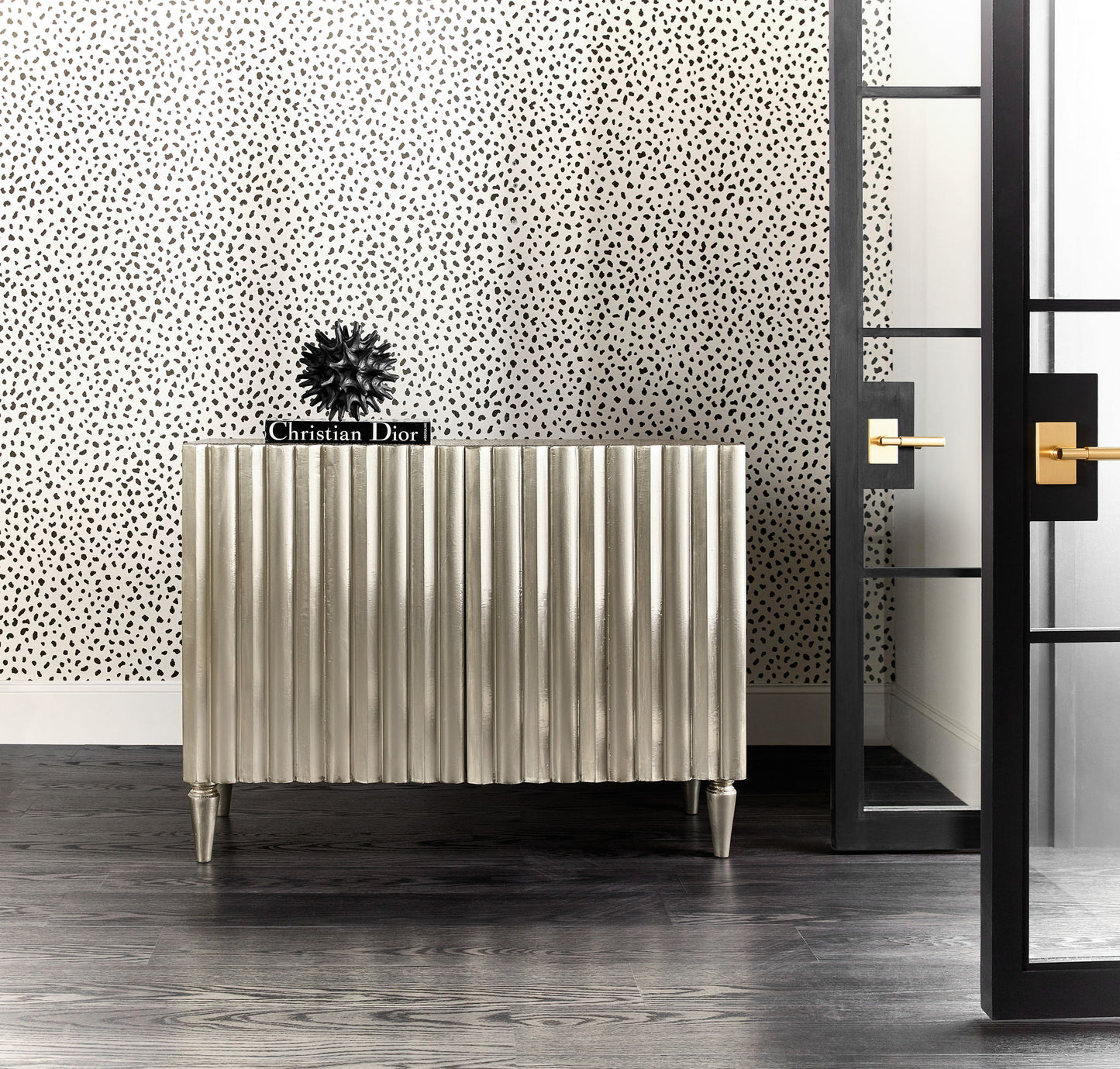 Melange - Mackenna 2-Door Chest - Pearl Silver