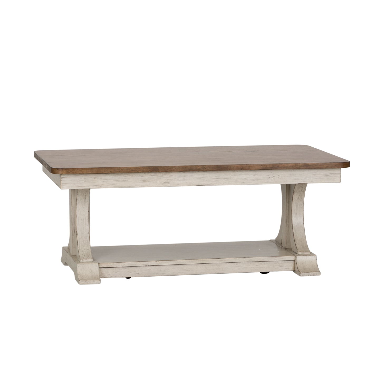Farmhouse Reimagined - Rectangular Cocktail Table - Antique White / Chestnut Tops