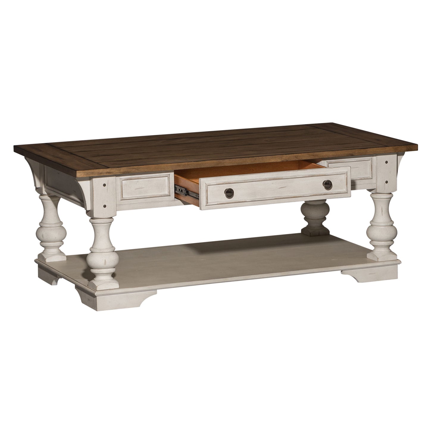 Morgan Creek - Cocktail Table - Antique White / Wirebrushed Tobacco Accents