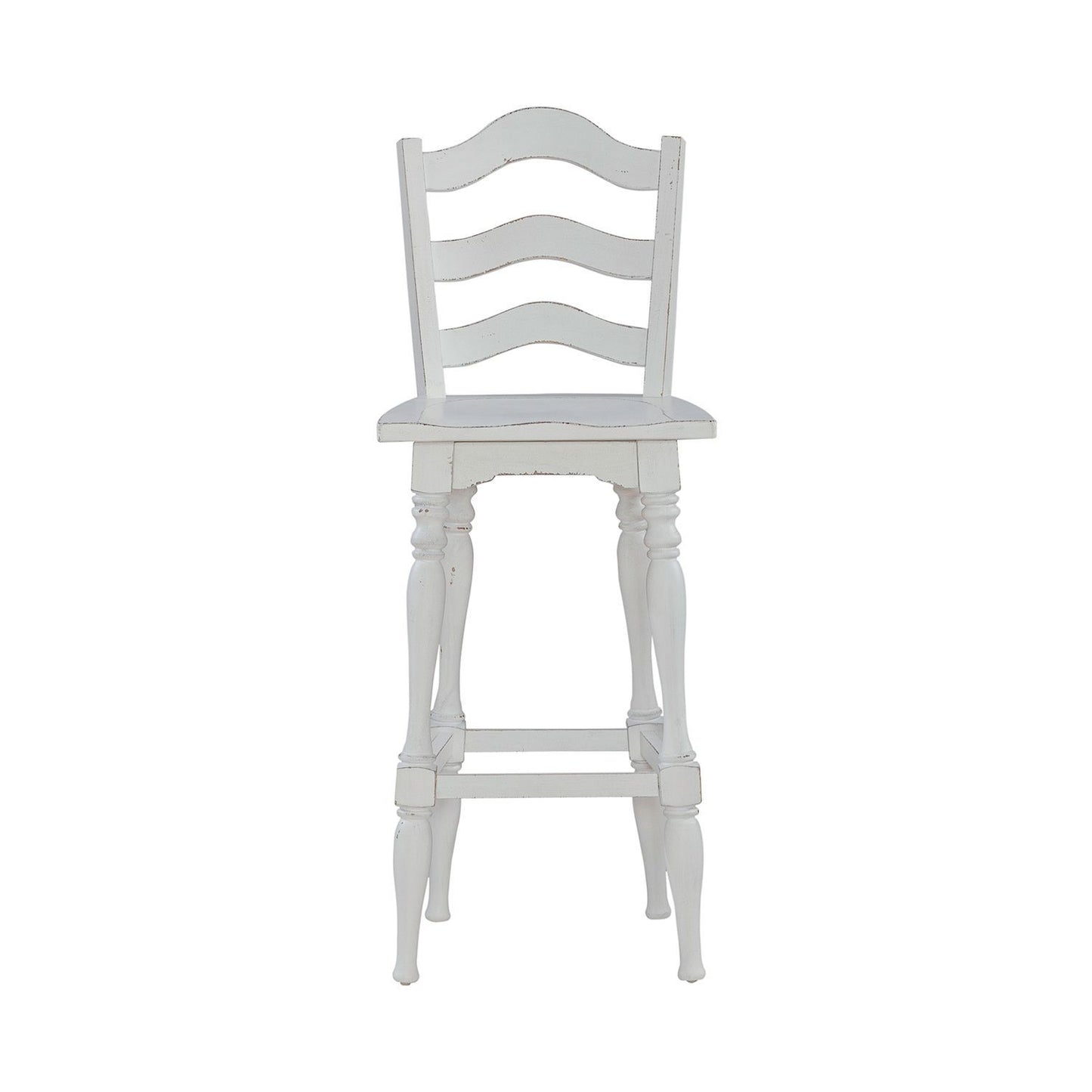 Magnolia Manor - Ladderback Swivel Bar Stool - Antique White