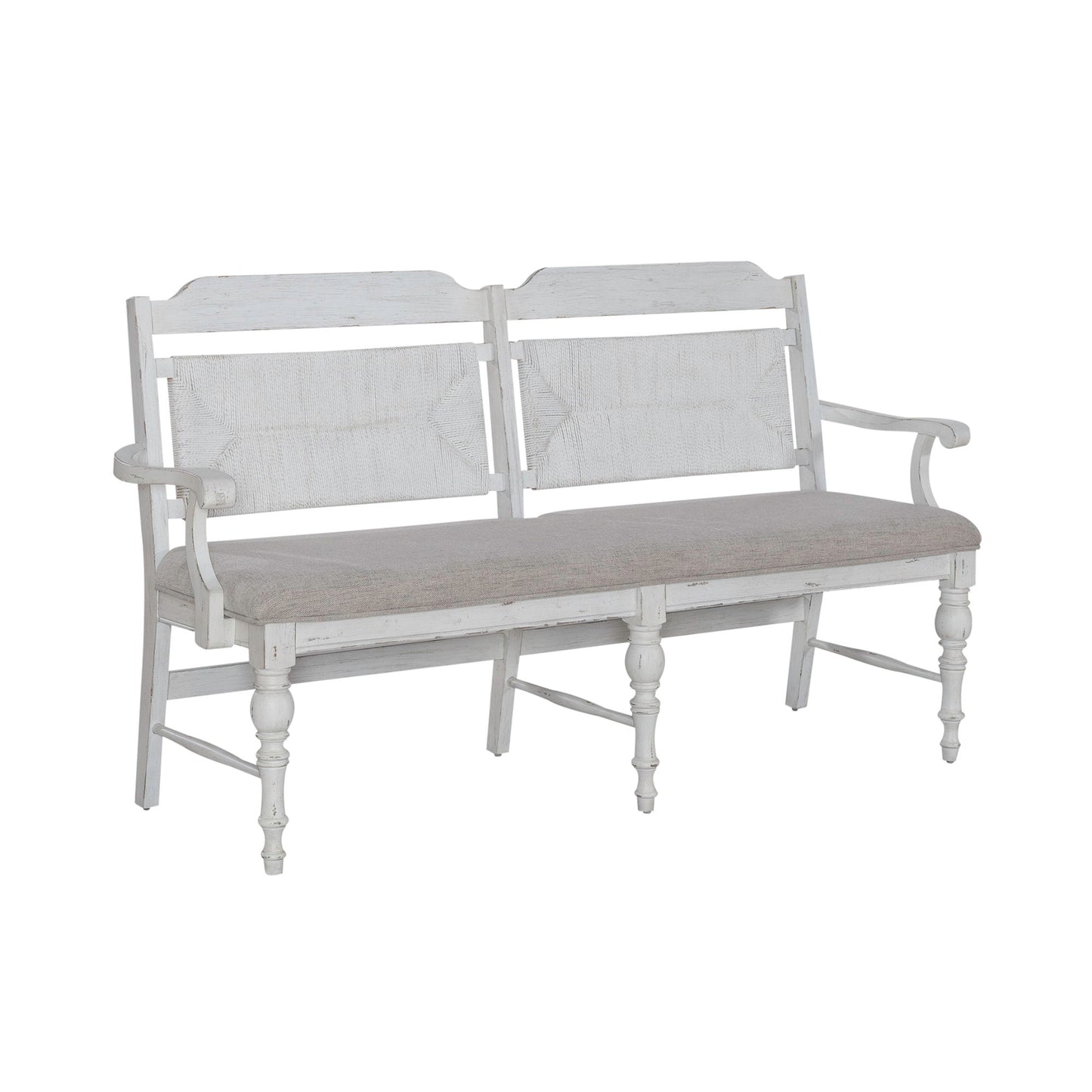 River Place - Panel Back Bench - Riverstone White & Tobacco