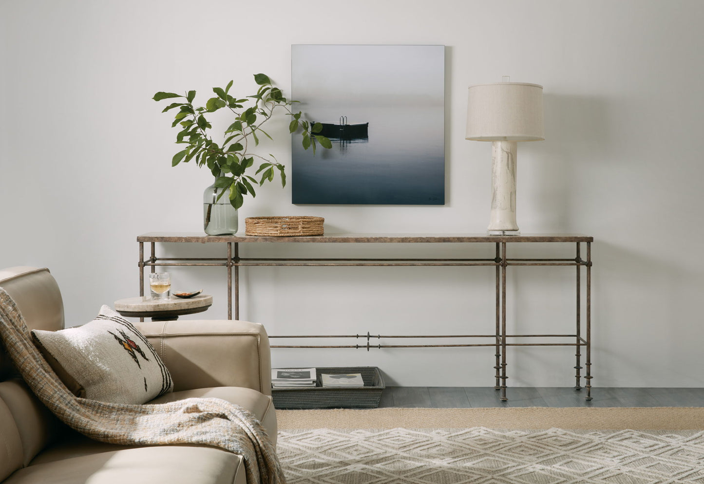 La Grange - St. James Metal And Stone Console - Dark Brown