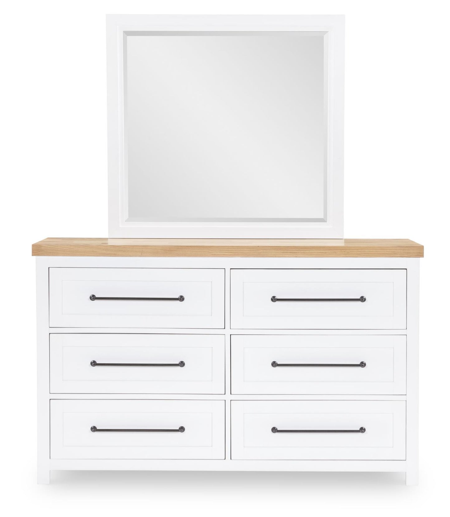 Horizons - Beveled Mirror - Pure White / Natural Oak