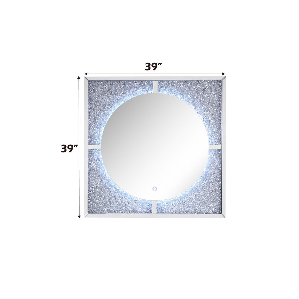 Noralie - Accent Mirror With LED - Mirrored, Faux Diamonds