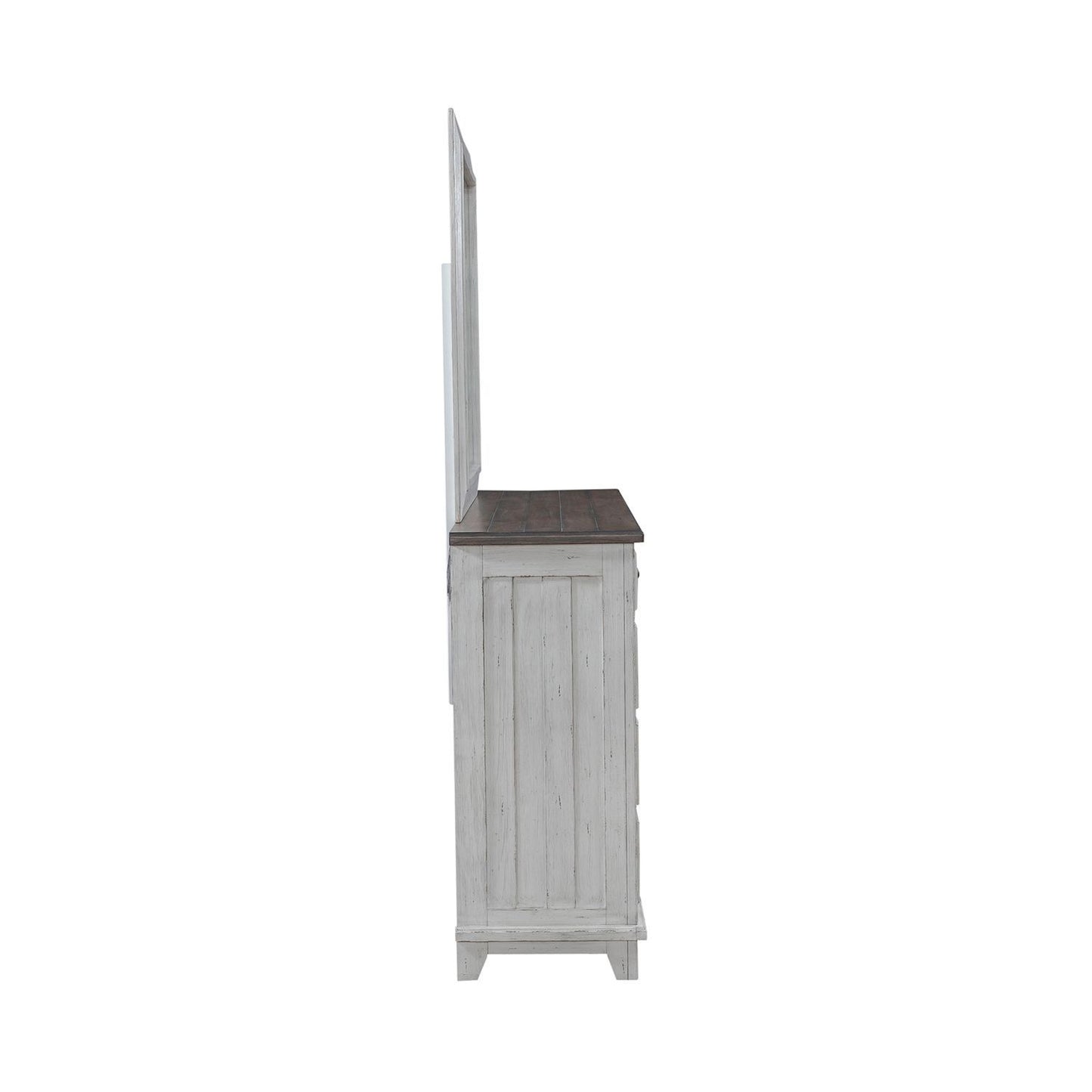River Place - Dresser & Mirror - Riverstone White & Tobacco