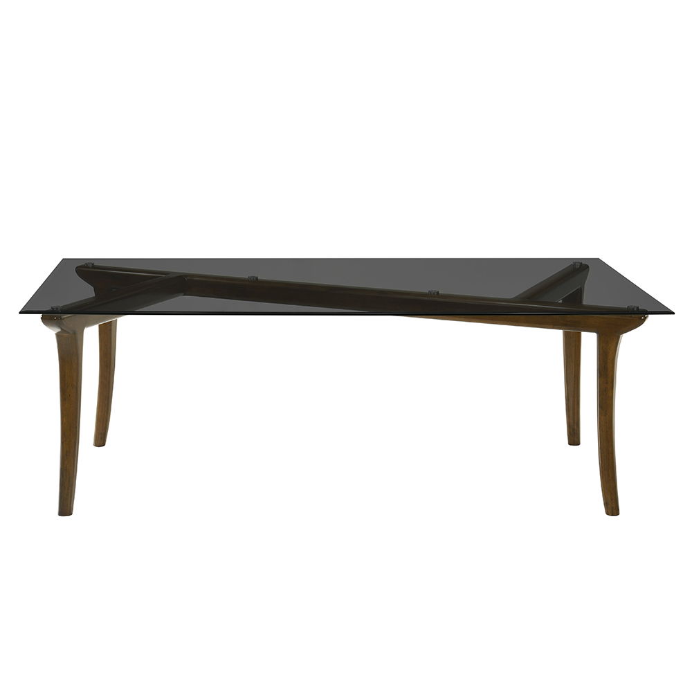 Danzel - Dining Table With Glass Top - Vintage Oak