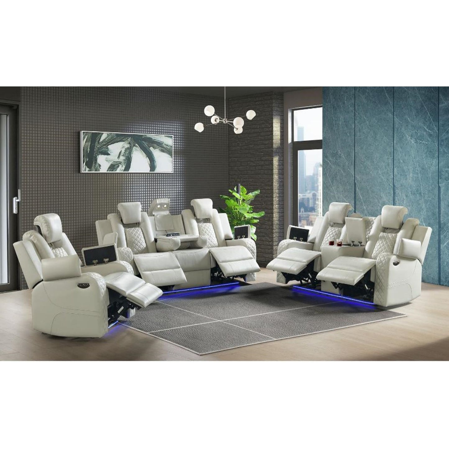 Carlo - Power Motion Sofa With Power Headrest, Dropdown Table, Power Strip, LED And Reading Light