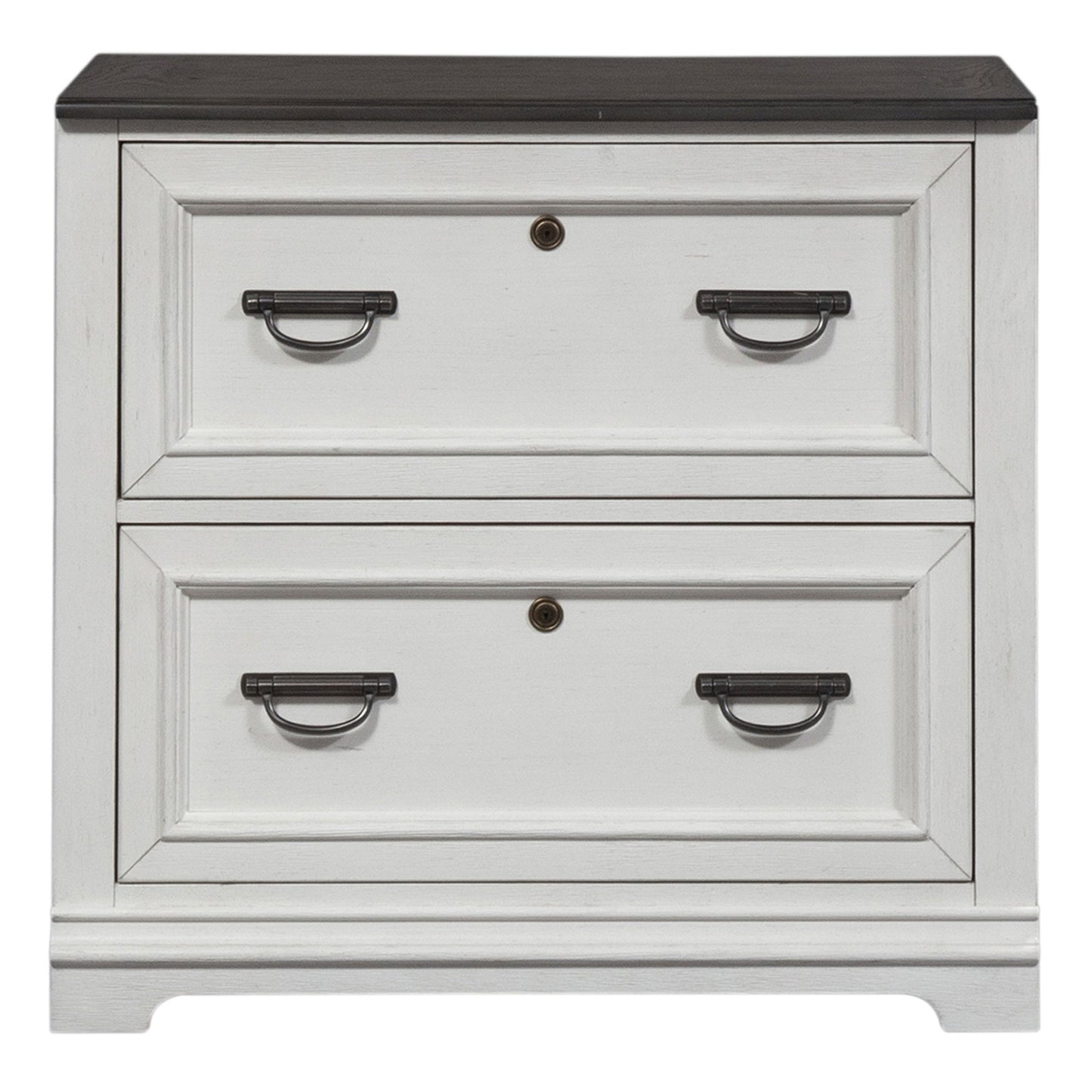 Allyson Park - Bunching Lateral File Cabinet - Wirebrushed White / Charcoal