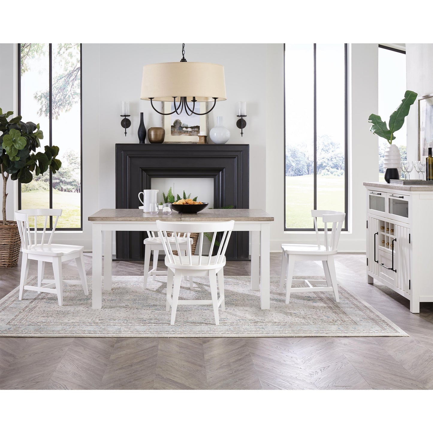 Cora - Rectangular Leg Dining Table - Cloud / Fog