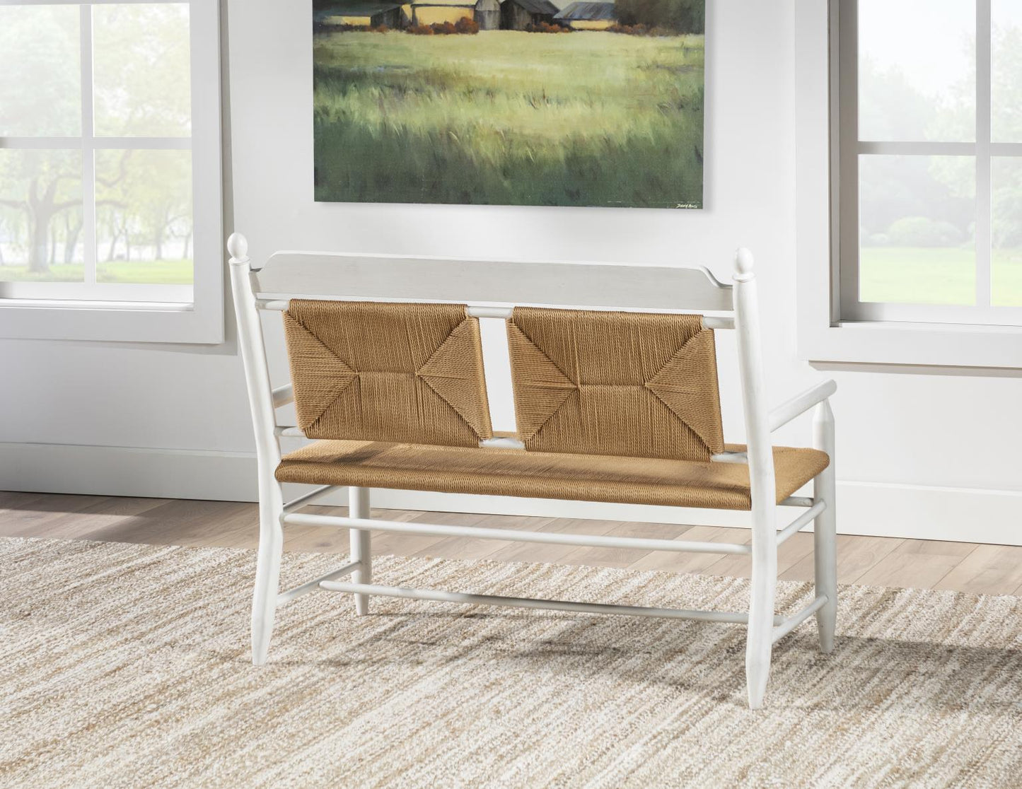 Vintage Market - Rush Seat Bench - Picket Fence