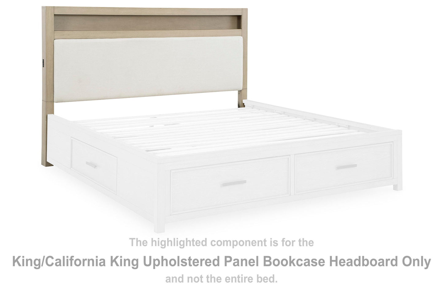 Calmoro - King/California King Upholstered Panel Bookcase Headboard - Gray