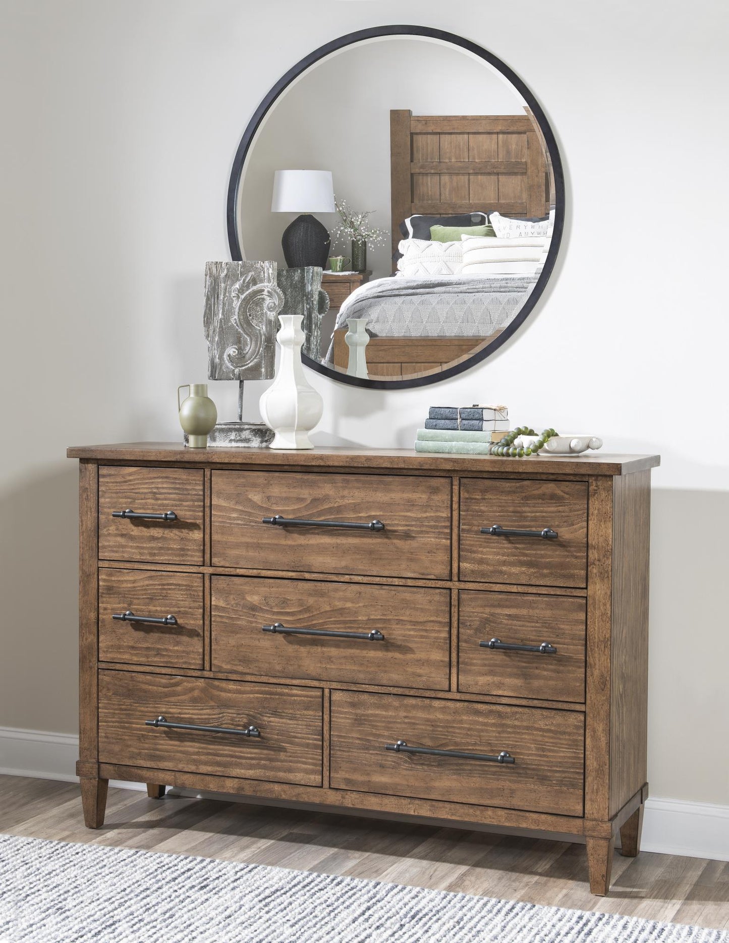 Artisan's Place - Round Mirror - Vintage Pine Ironwood