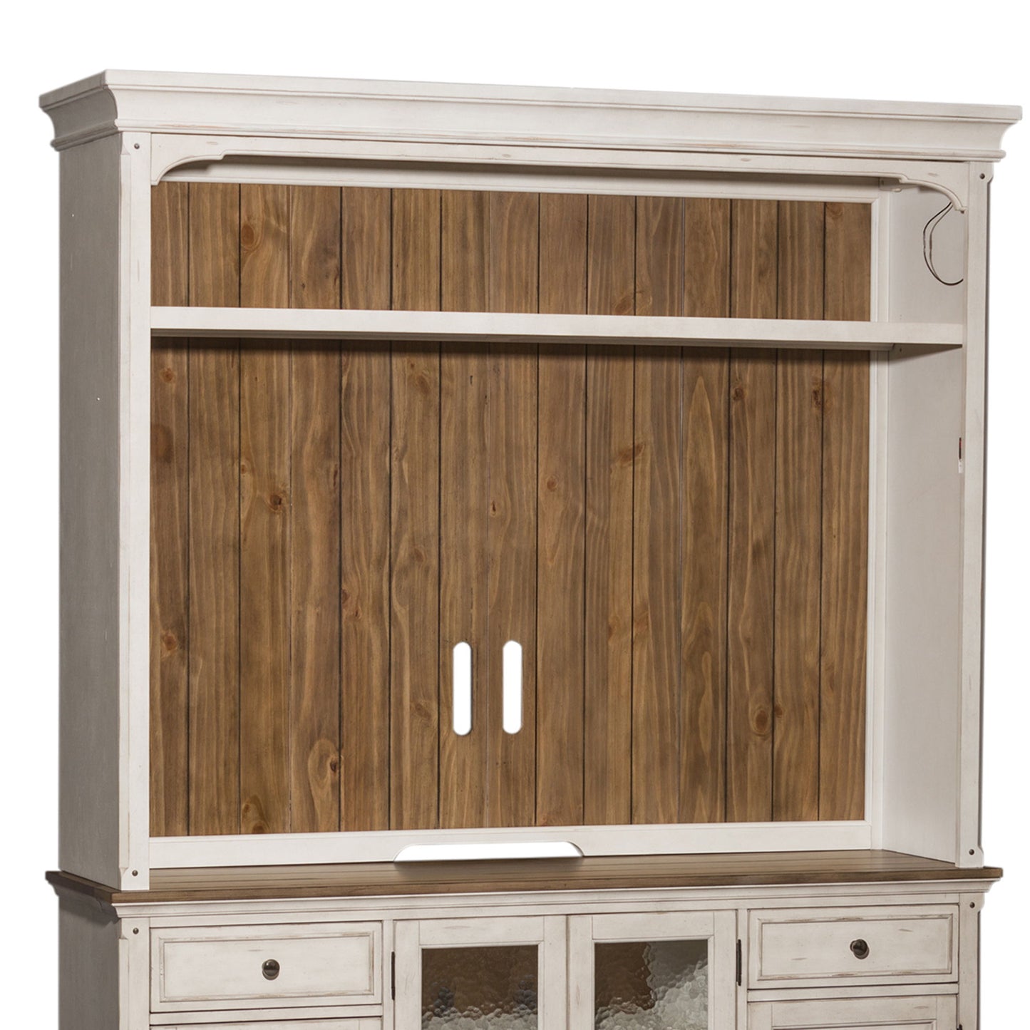 Morgan Creek - Entertainment Hutch - Antique White / Wirebrushed Tobacco Accents