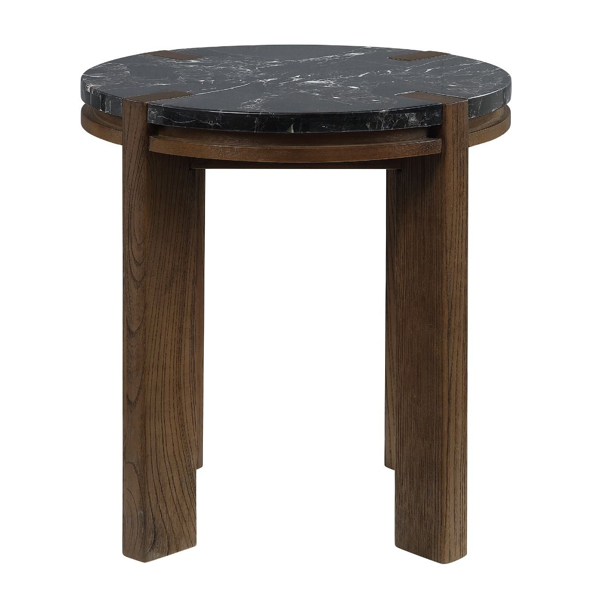 Estella - End Table With Natural Marble Top - Black Top & Walnut
