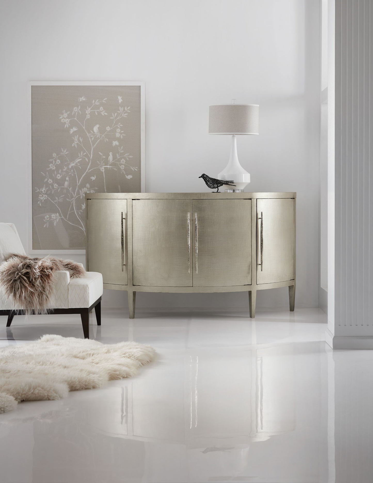Melange - Amberly Credenza - Pearl Silver