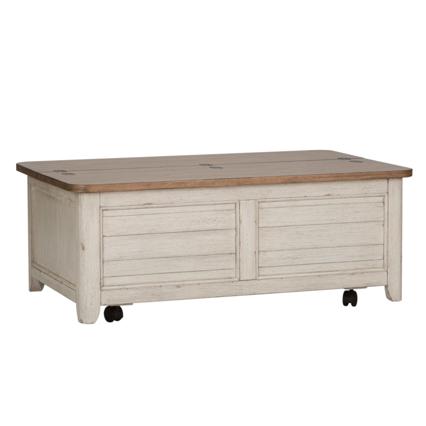 Farmhouse Reimagined - Storage Trunk - Antique White / Chestnut Tops