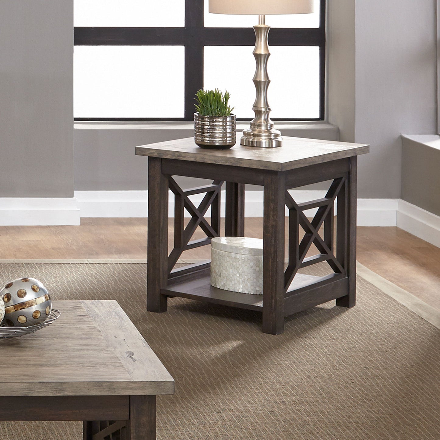 Heatherbrook - End Table - Charcoal & Ash