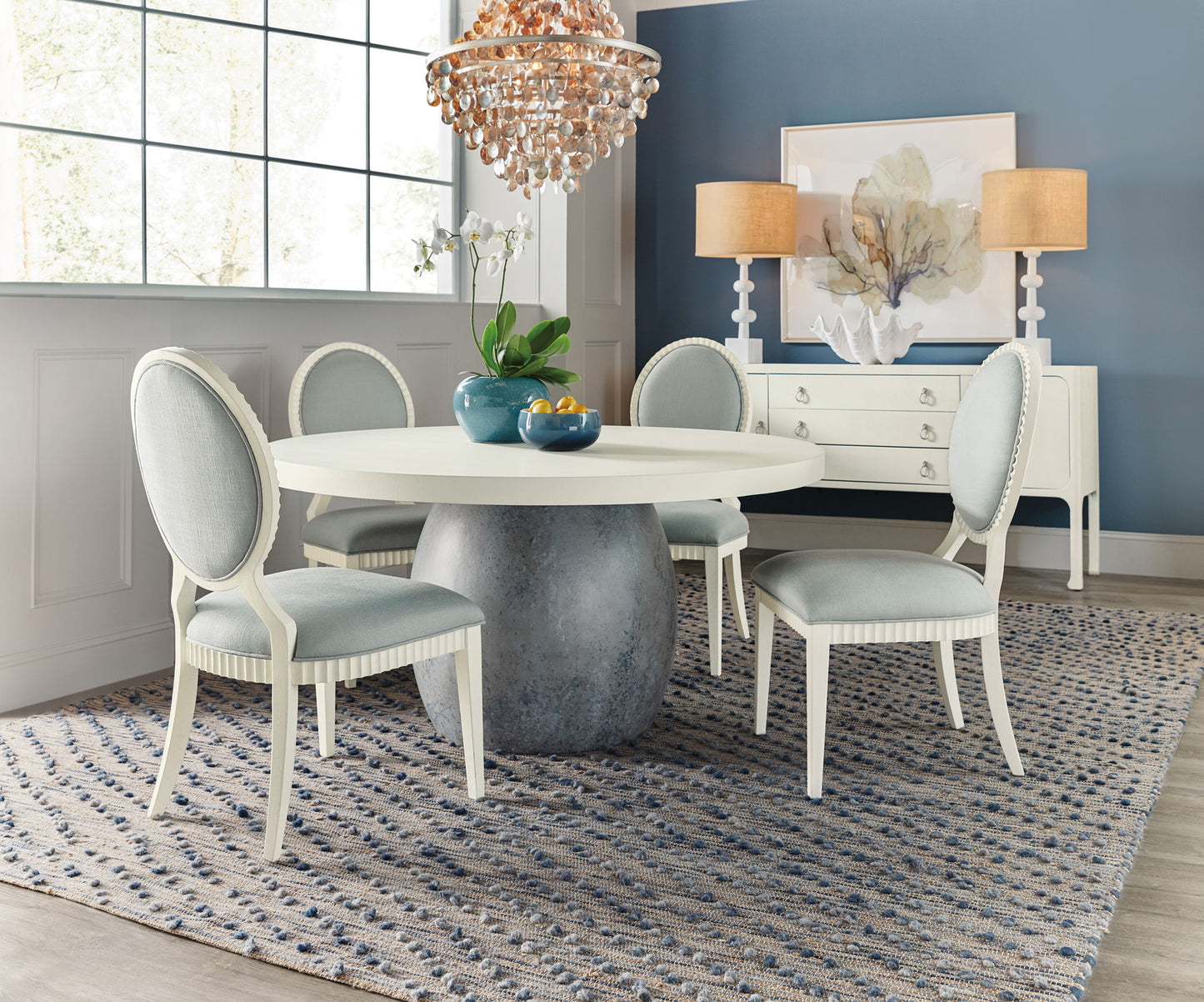 Serenity - Laguna Round Dining Table - Dark Gray / White