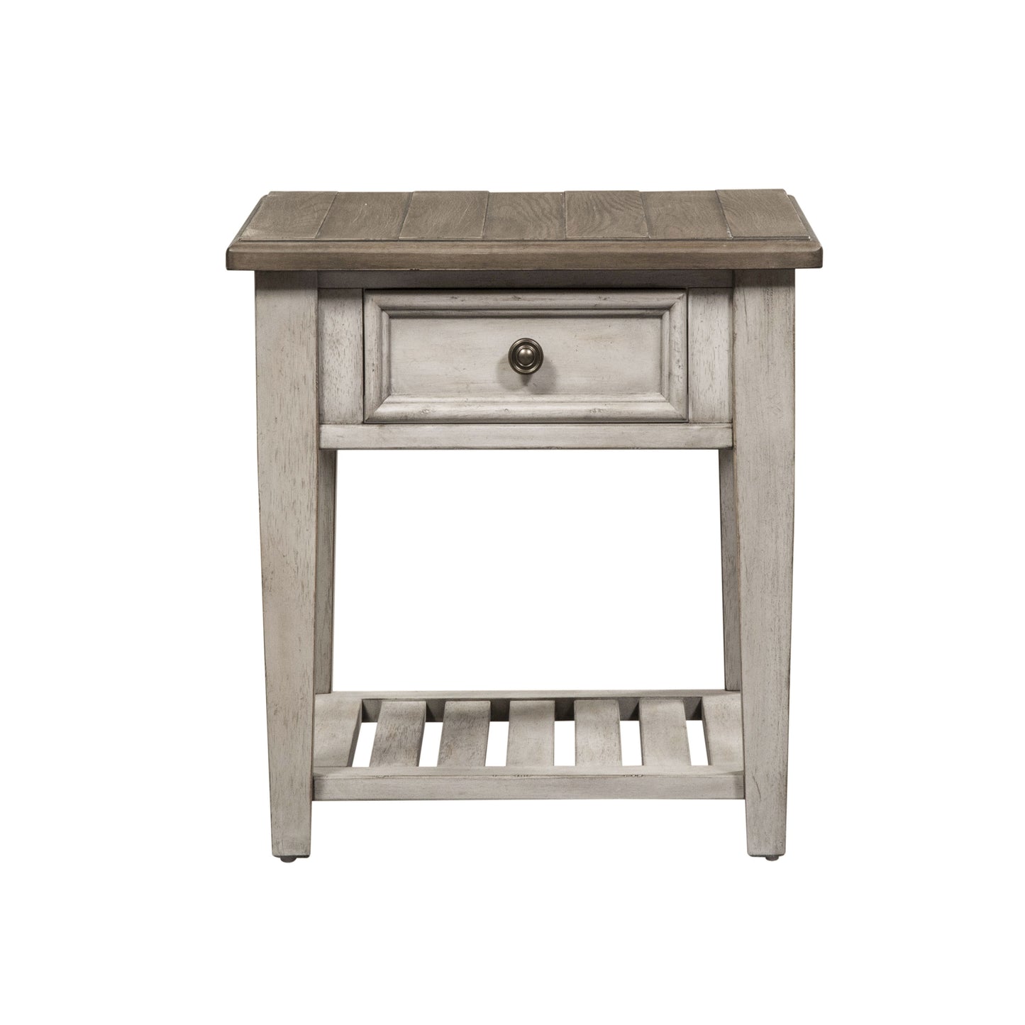 Heartland - Drawer End Table - Antique White / Tobacco Tops
