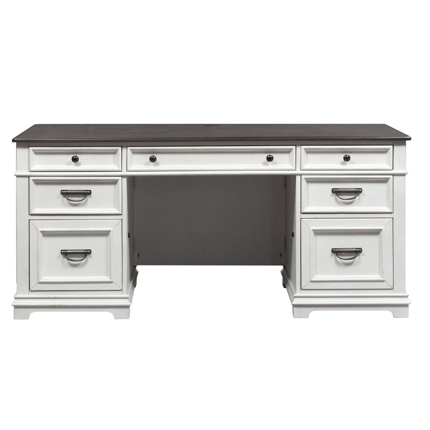 Allyson Park - Desk - Wirebrushed White / Charcoal
