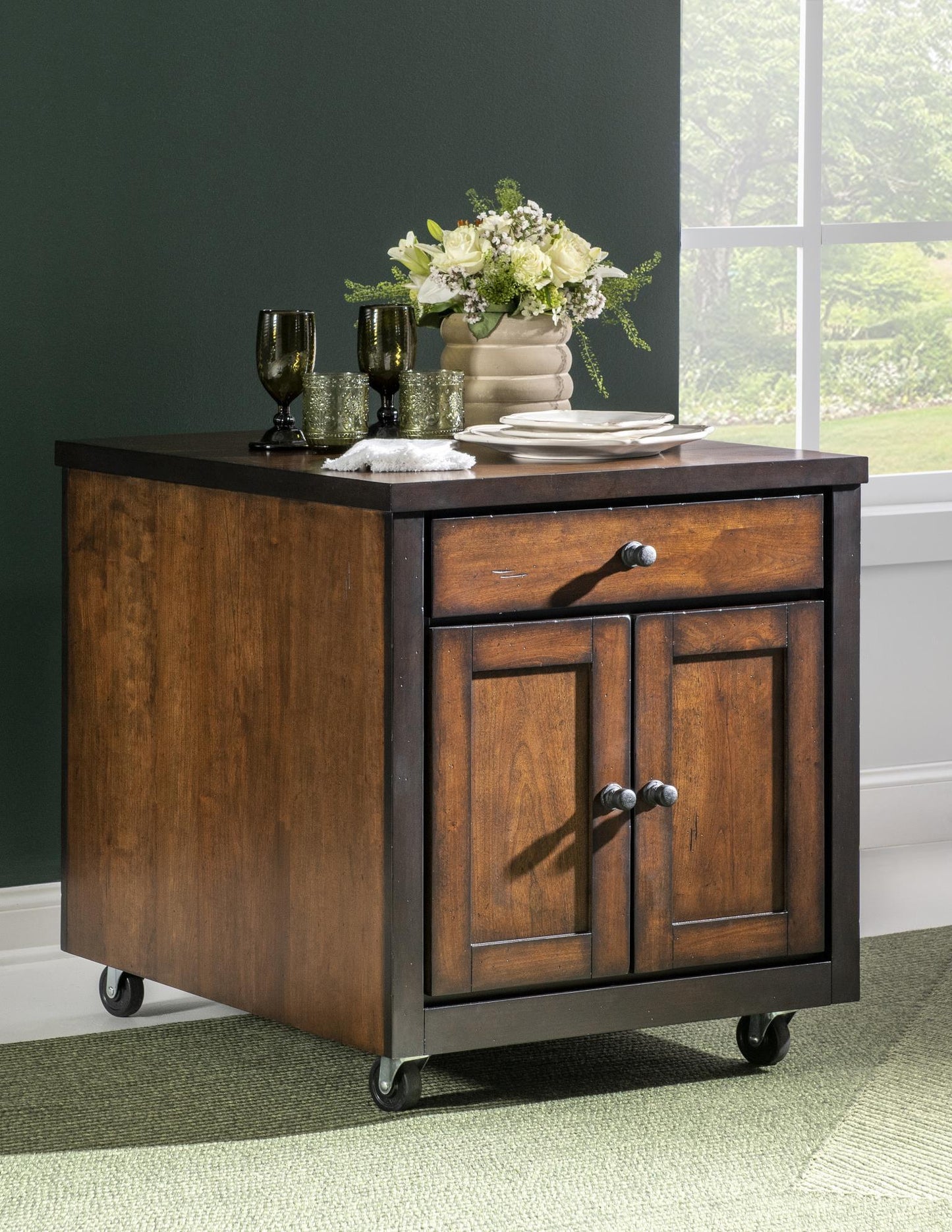 Fenmore - Kitchen Island Cart - Mocha And Distressed Cherry