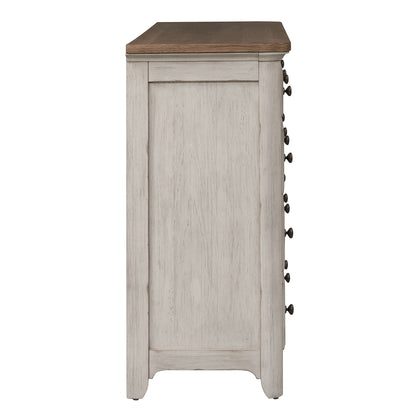 Farmhouse Reimagined - 8 Drawer Dresser - Antique White / Chestnut Tops