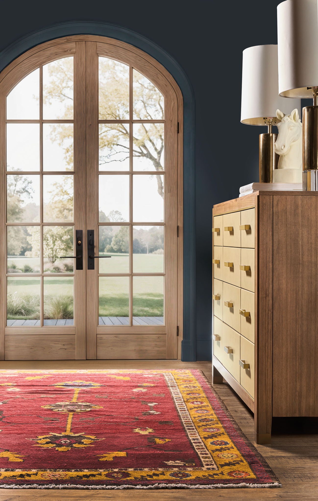 Melange - Zurich Accent Drawer Chest - Beige / Medium Walnut