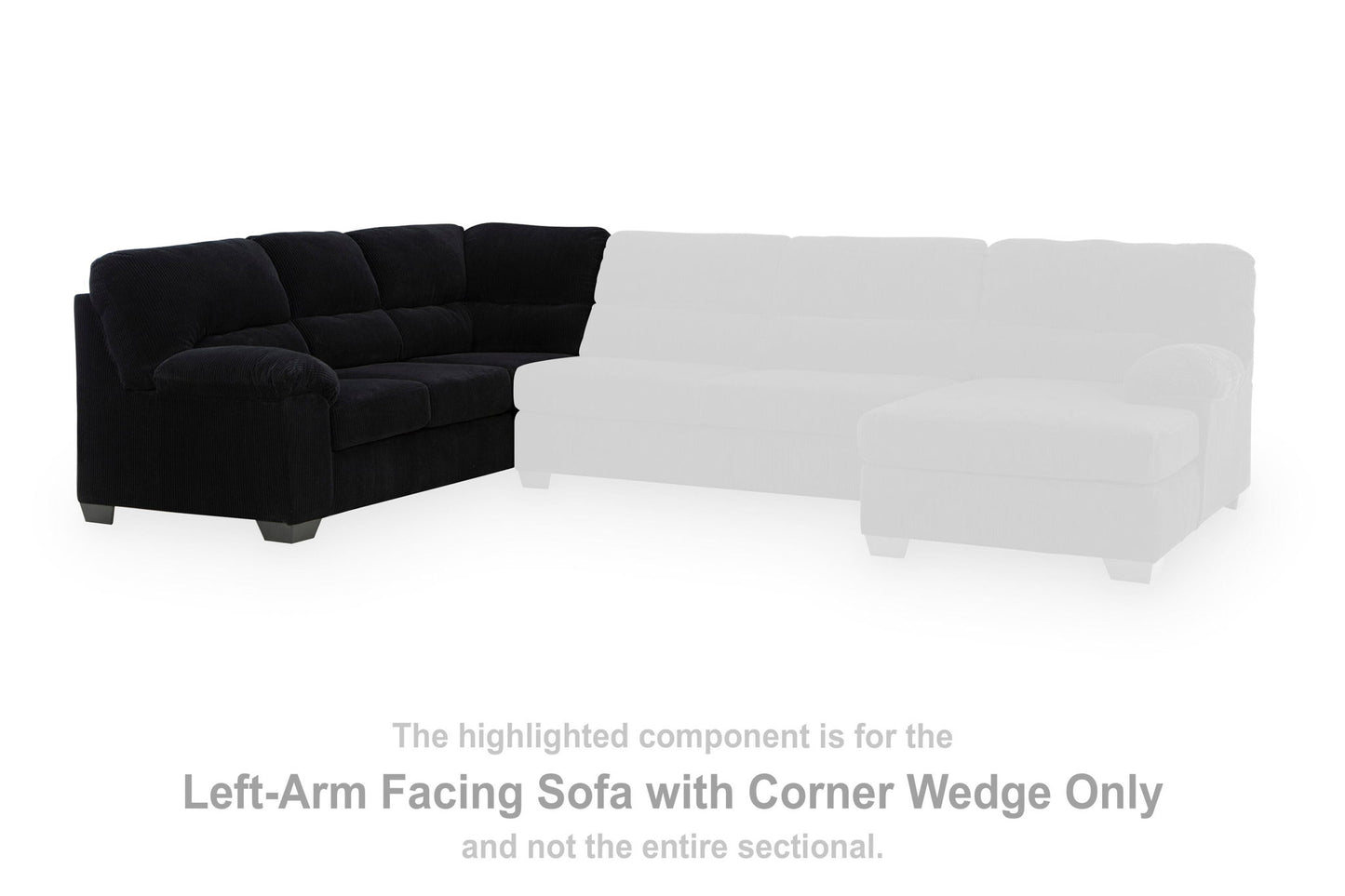 SimpleJoy - LAF Sofa With Corner Wedge - Onyx