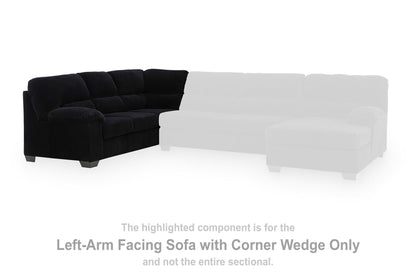 SimpleJoy - LAF Sofa With Corner Wedge - Onyx