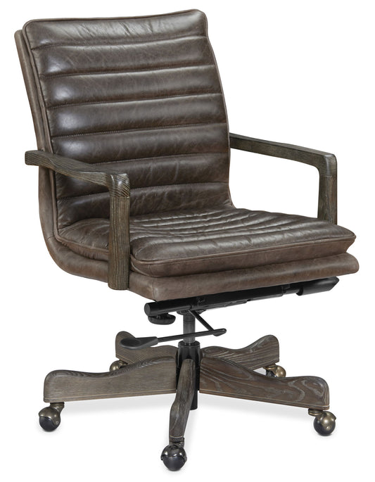 EC - Langston Executive Swivel Tilt Chair With Metal Base - Dark Brown