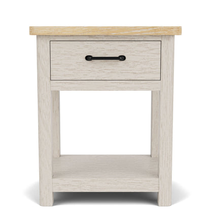 Glenndale - One Drawer Nightstand - Aged White / Wheat