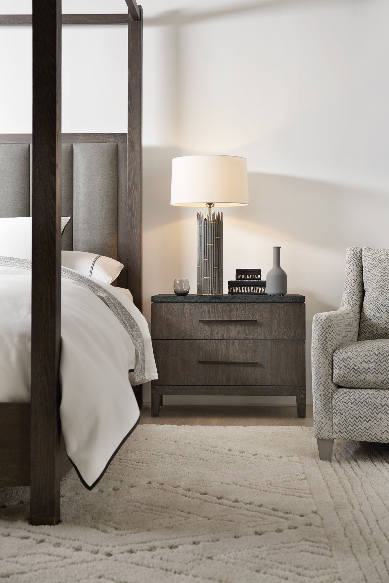 Mir-Avent - San Marcos Stone Top Nightstand - Dark Gray / Dark Brown