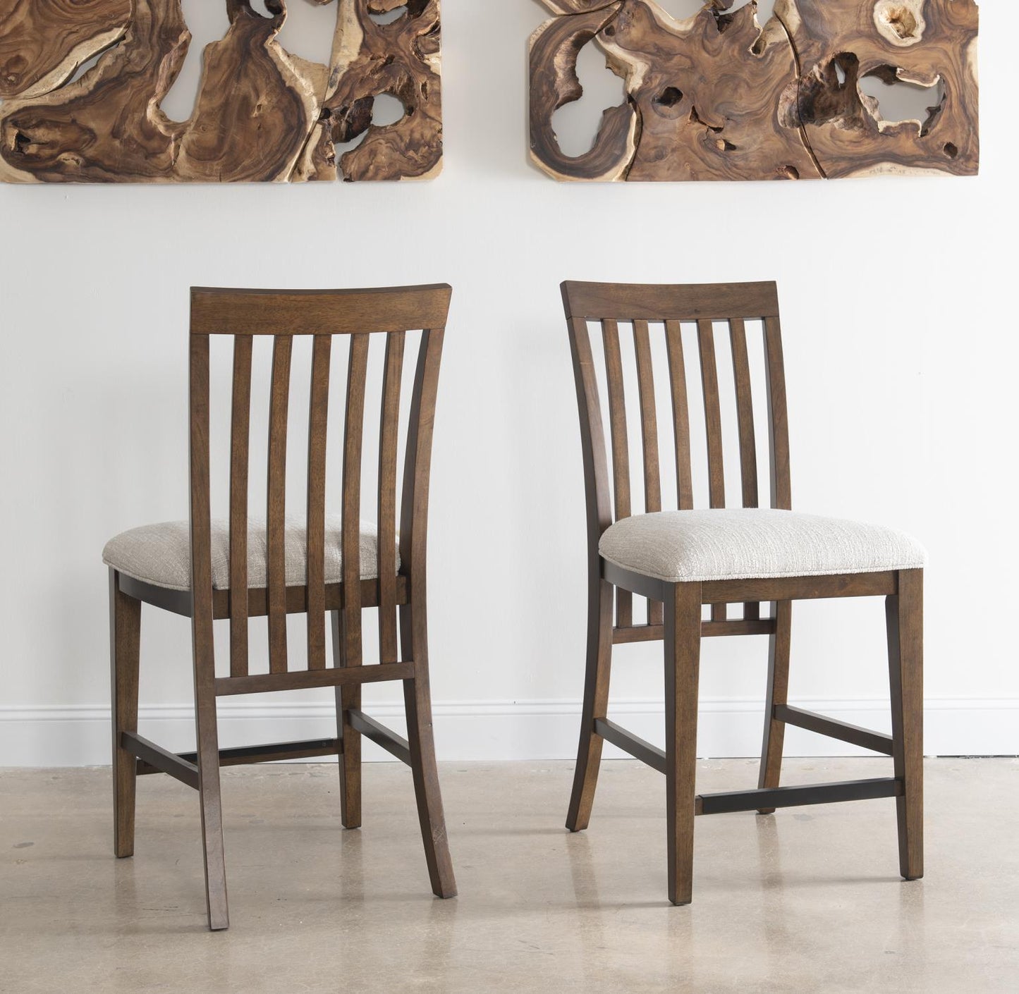 Langley - Slat Back Counter Height Chair (Set of 2) - Tawny Brown