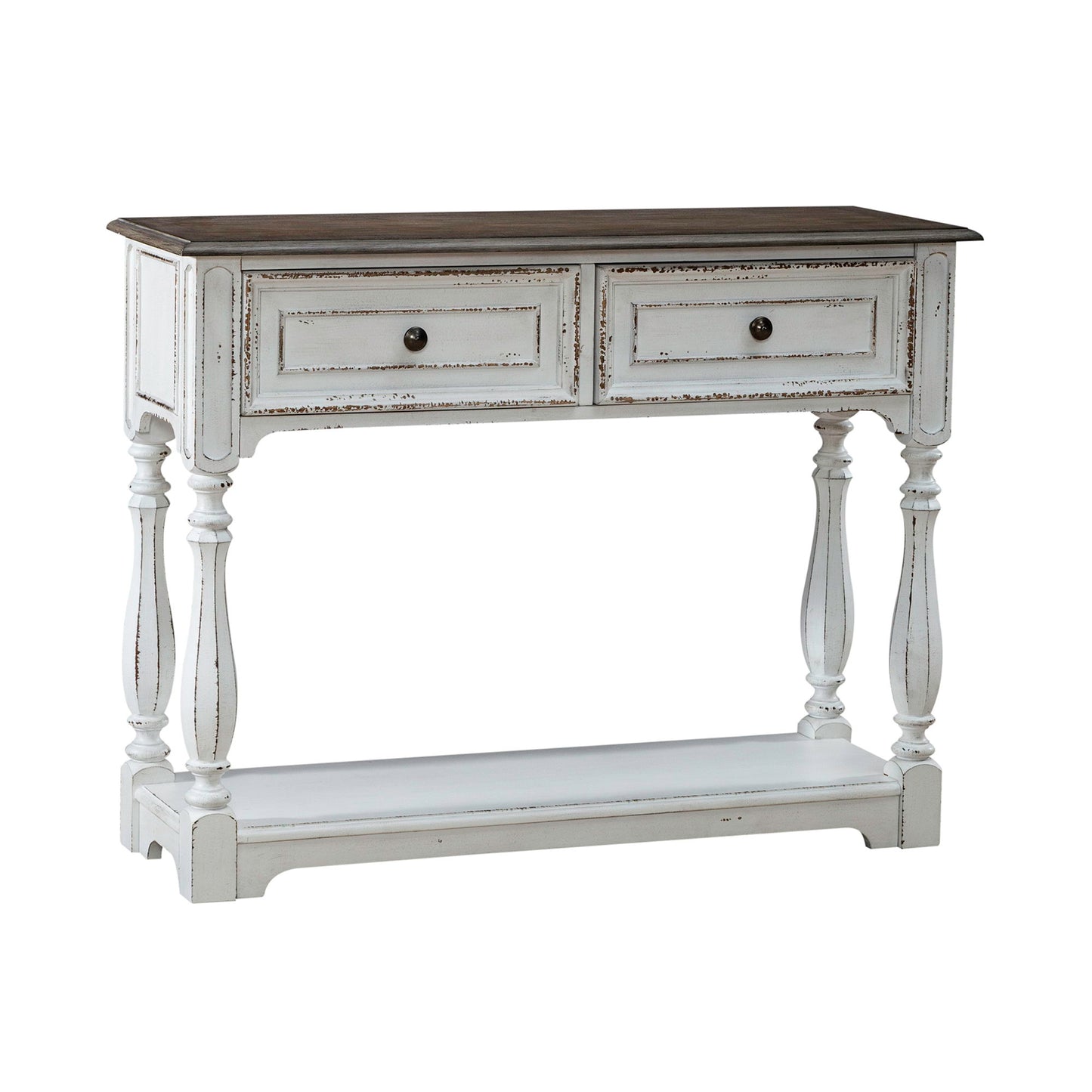 Magnolia Manor - Hall Console Bottom With Shelf For Display & Storage - Antique White