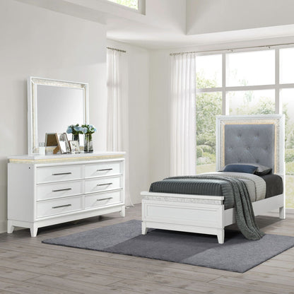 Reflections - Upholstered Bed, Dresser & Mirror